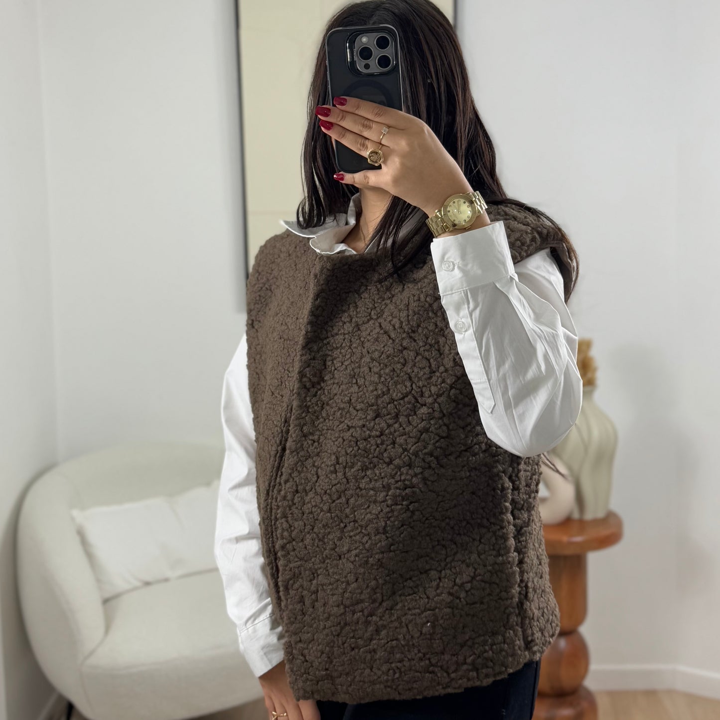 GILET SANS MANCHES MOUMOUTE MARRON ADELE