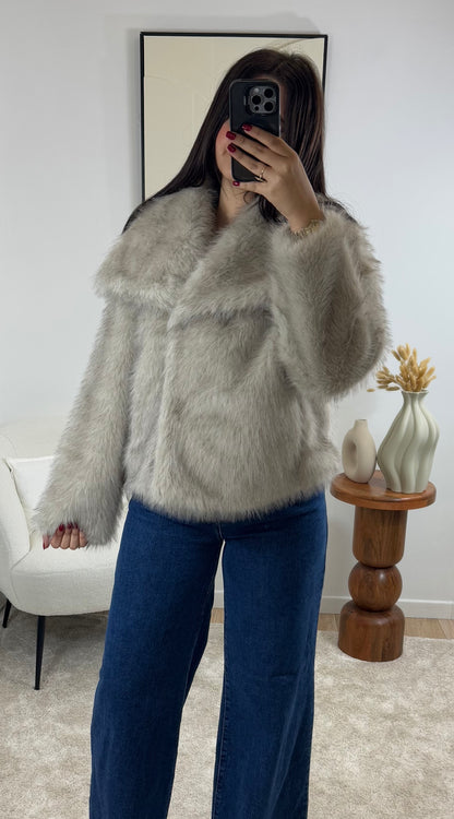 Premium Taupe Faux Fur Coat