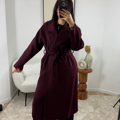 Yara Bergundy WOOL Coat