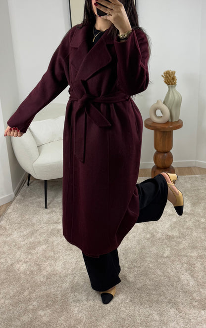 Yara Bergundy WOOL Coat