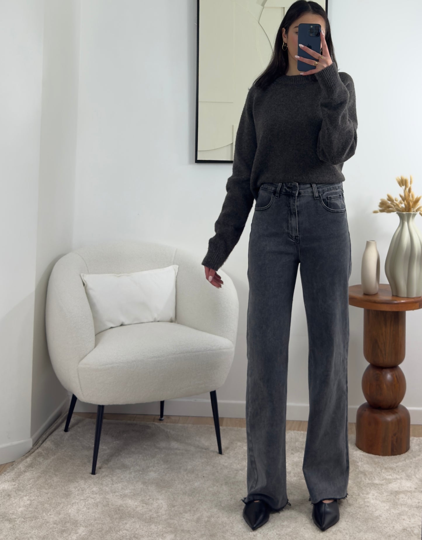 INES GRAU JEANS MIT WEITEM BEIN