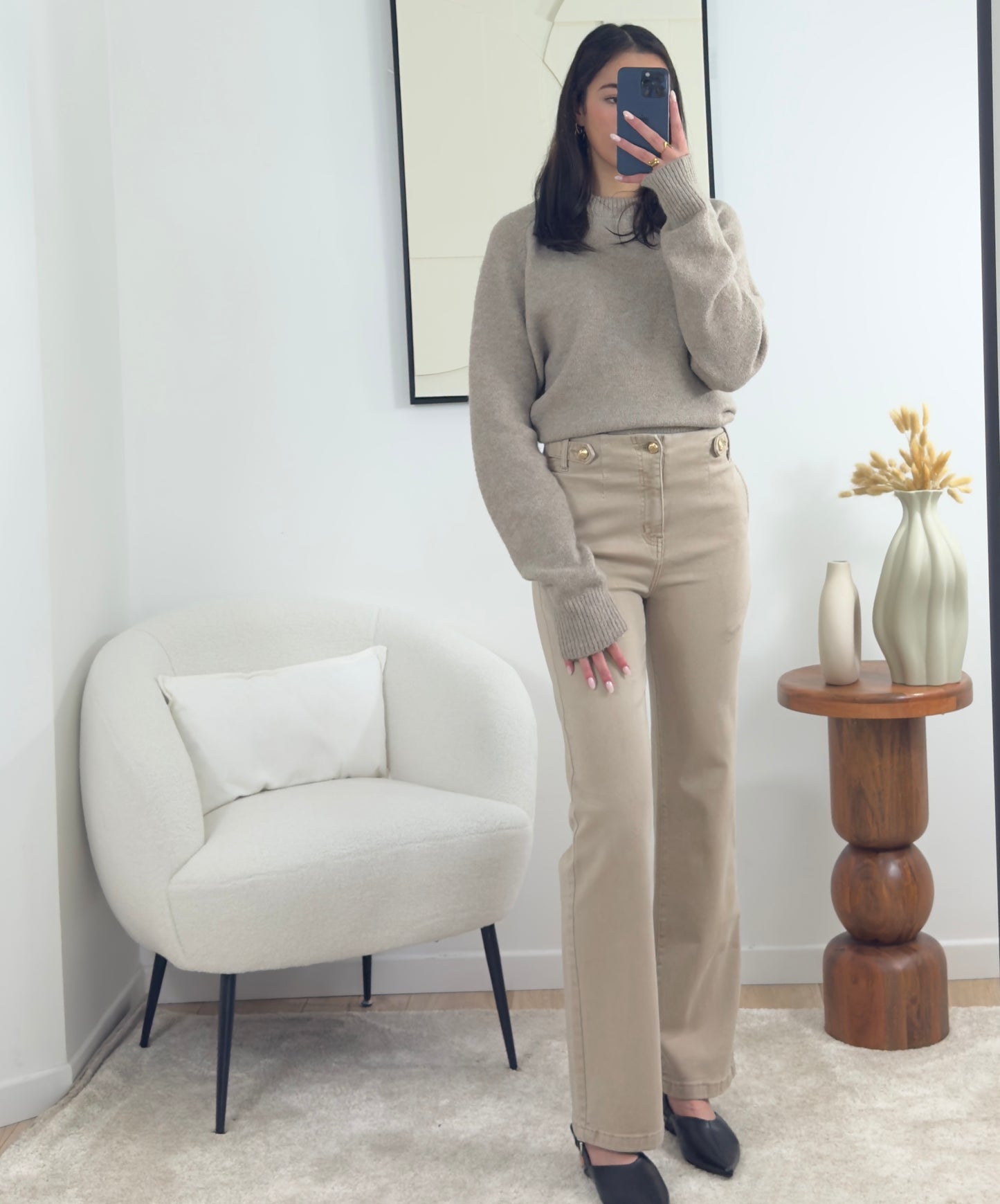 MAYA BEIGE AUSGESTELLTE JEANS