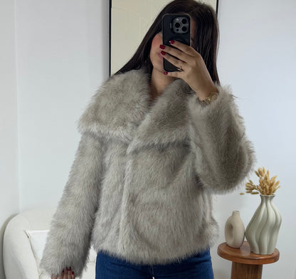 Premium Taupe Faux Fur Coat