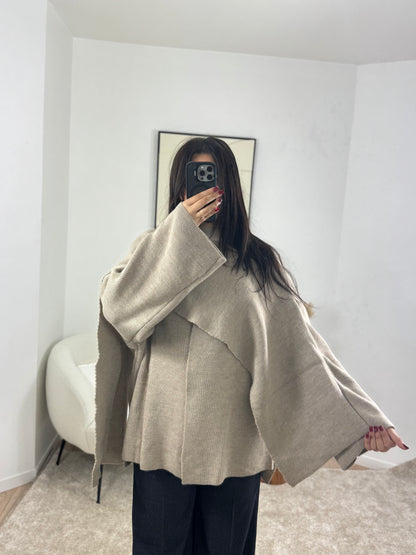 GILET ÉCHARPE TAUPE LINA