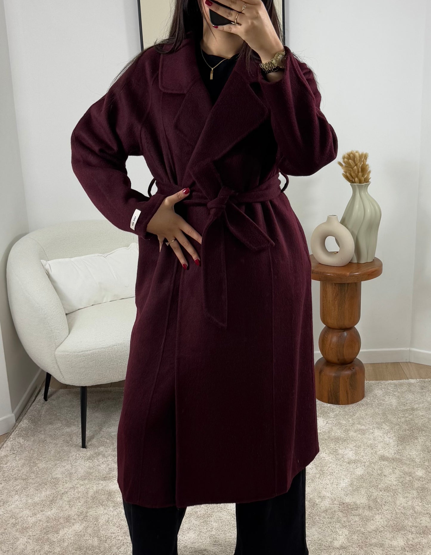 Yara Bergundy WOOL Coat