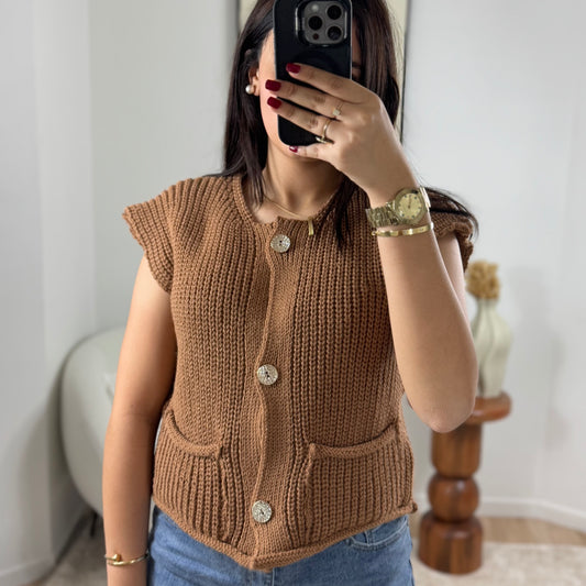 GILET SANS MANCHES CAMEL AGATA