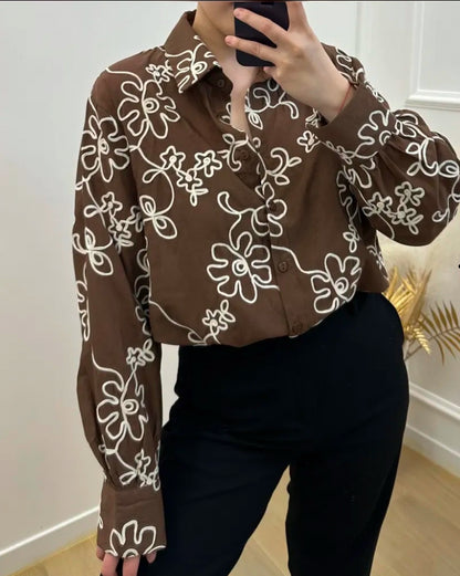 BROWN EMBROIDERED BLOUSE